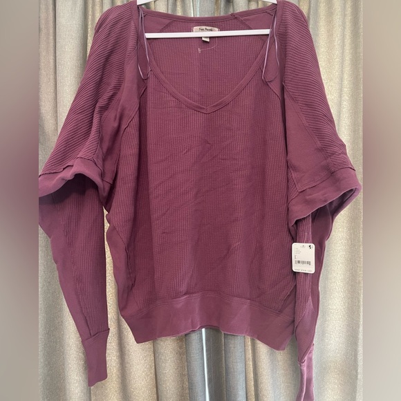 NWT Free People We the Free Santa Clara Thermal Top Mulberry - Picture 1 of 6
